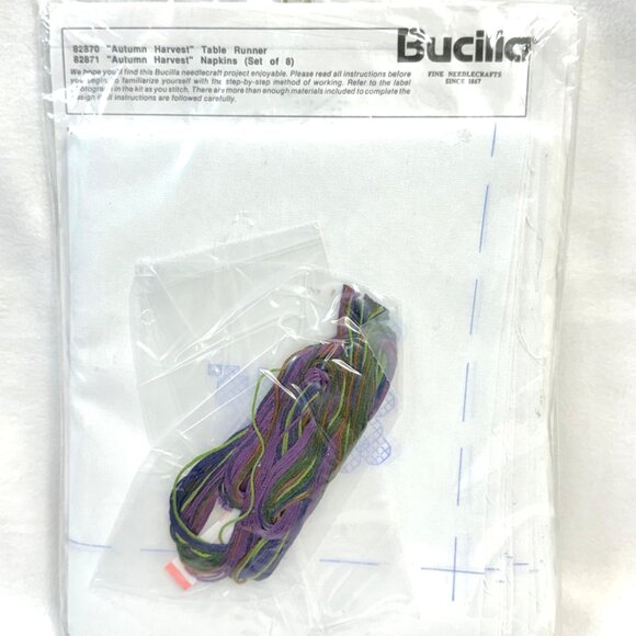 Bucilla Autumn Harvest Stamped Cross-Stitch Kit/Set Of 8 Napkins - Picture 6 of 8